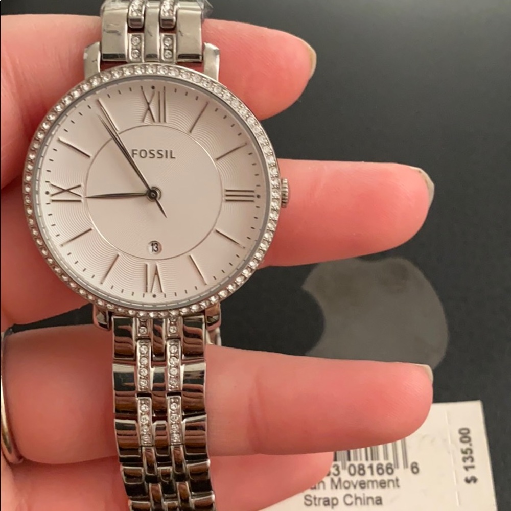 Silver Fossil Watch